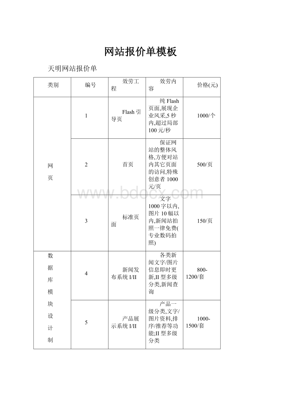 网站报价单模板.docx