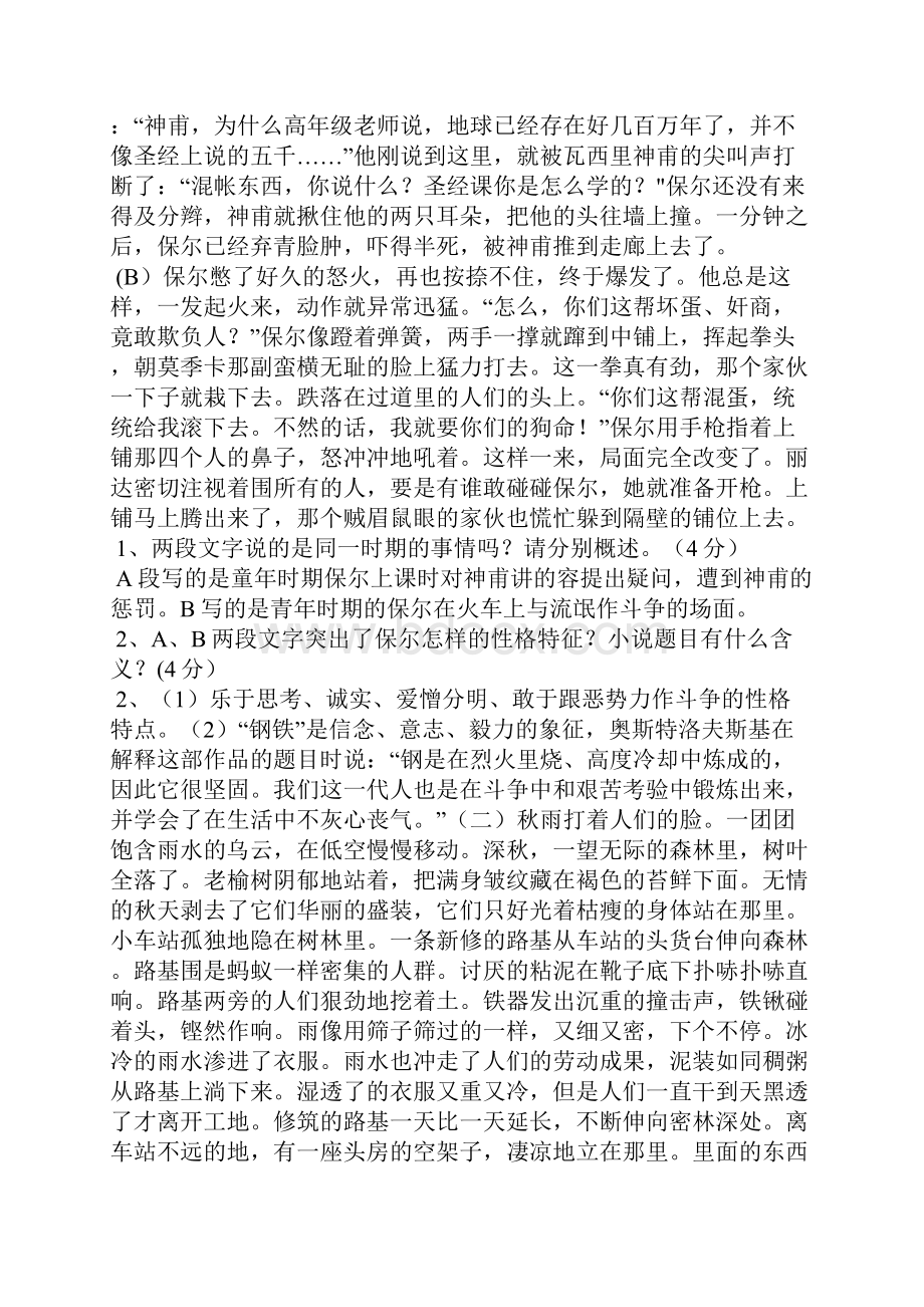 钢铁是怎样炼成的语段阅读3篇附答案.docx_第3页