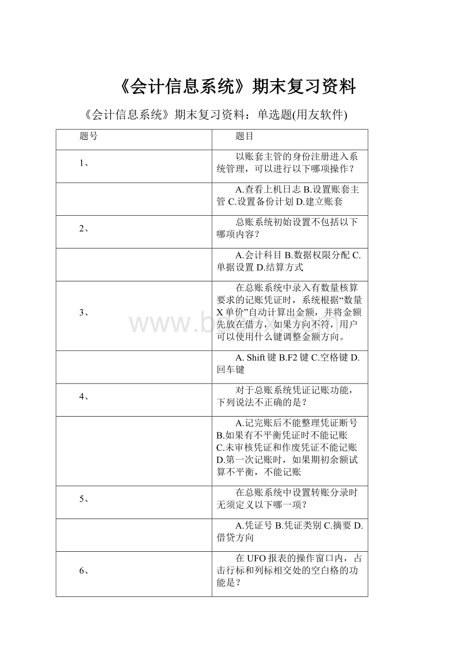 《会计信息系统》期末复习资料.docx_第1页