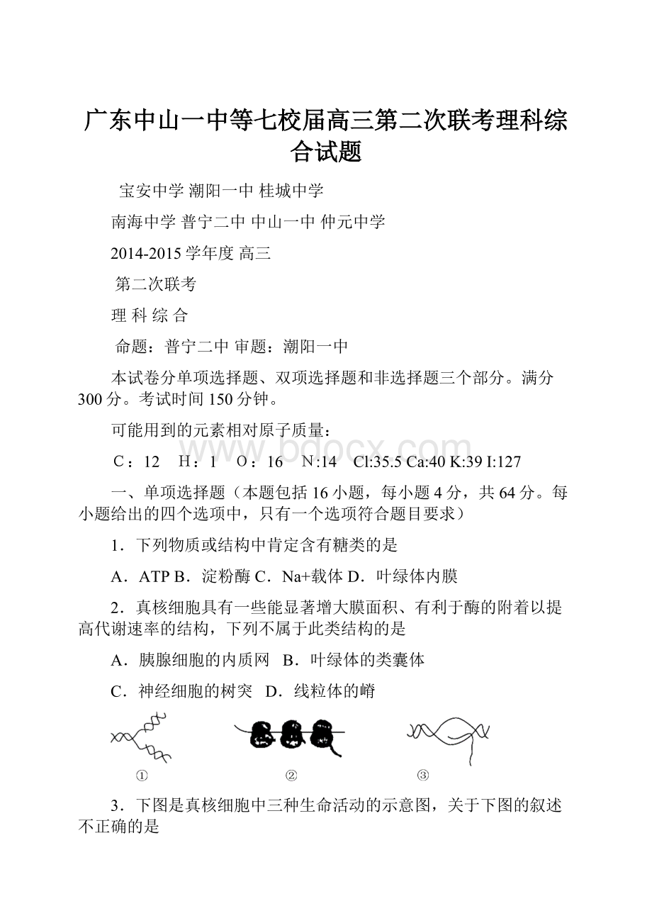 广东中山一中等七校届高三第二次联考理科综合试题.docx