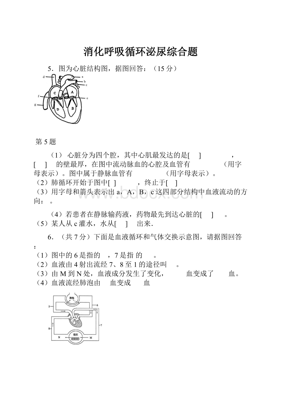 消化呼吸循环泌尿综合题.docx_第1页