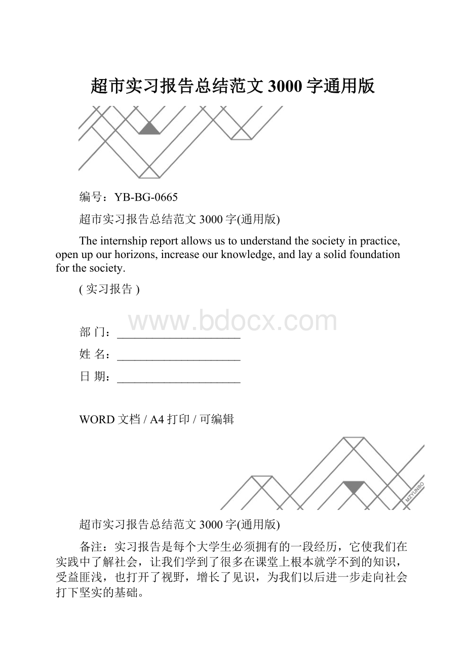 超市实习报告总结范文3000字通用版.docx