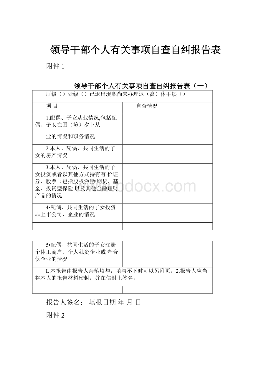 领导干部个人有关事项自查自纠报告表.docx_第1页