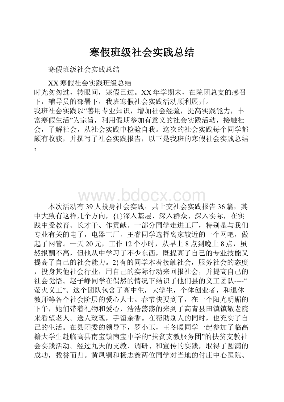 寒假班级社会实践总结.docx