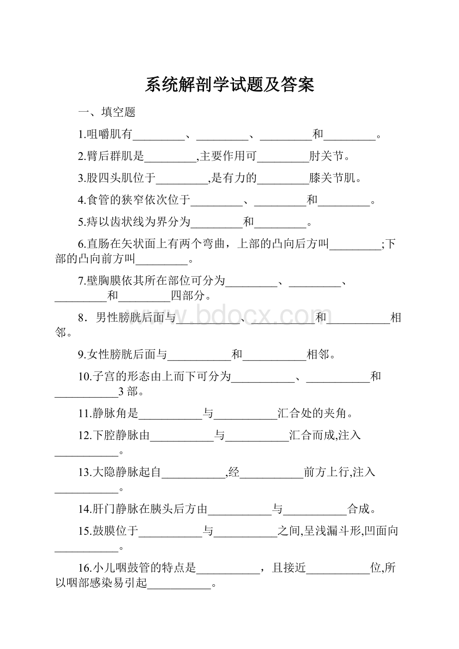 系统解剖学试题及答案.docx_第1页