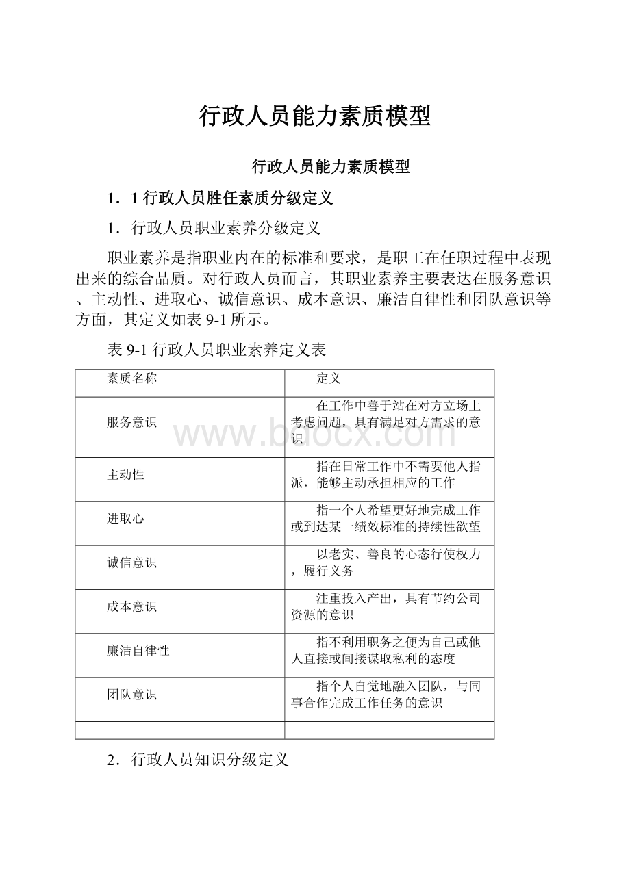 行政人员能力素质模型.docx