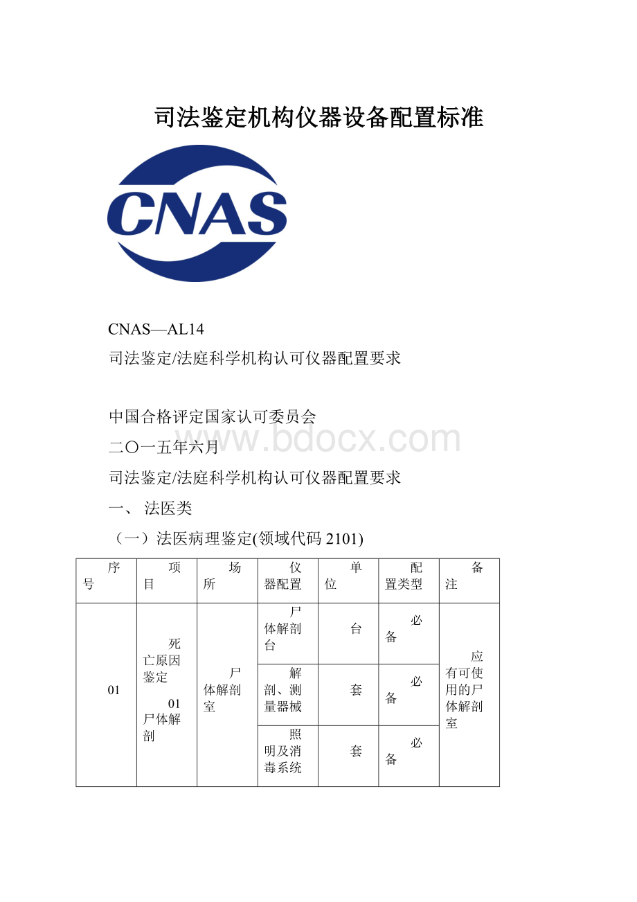 司法鉴定机构仪器设备配置标准.docx