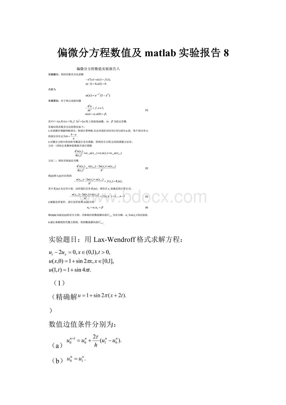 偏微分方程数值及matlab实验报告8.docx