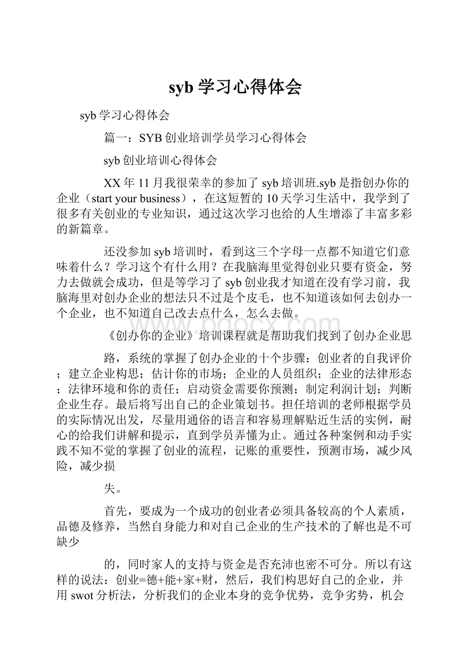 syb学习心得体会.docx