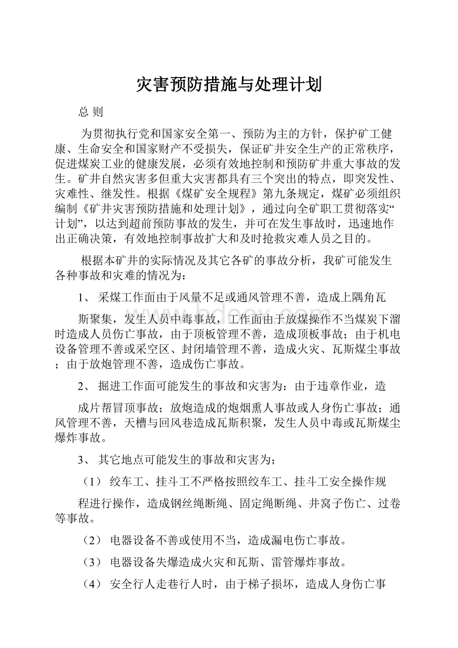 灾害预防措施与处理计划.docx