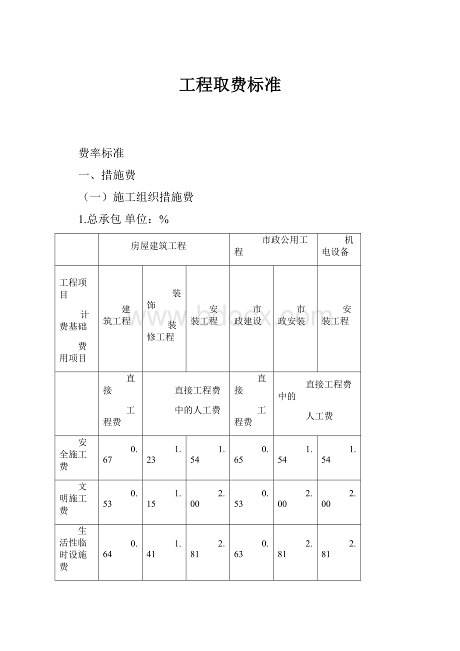 工程取费标准.docx_第1页