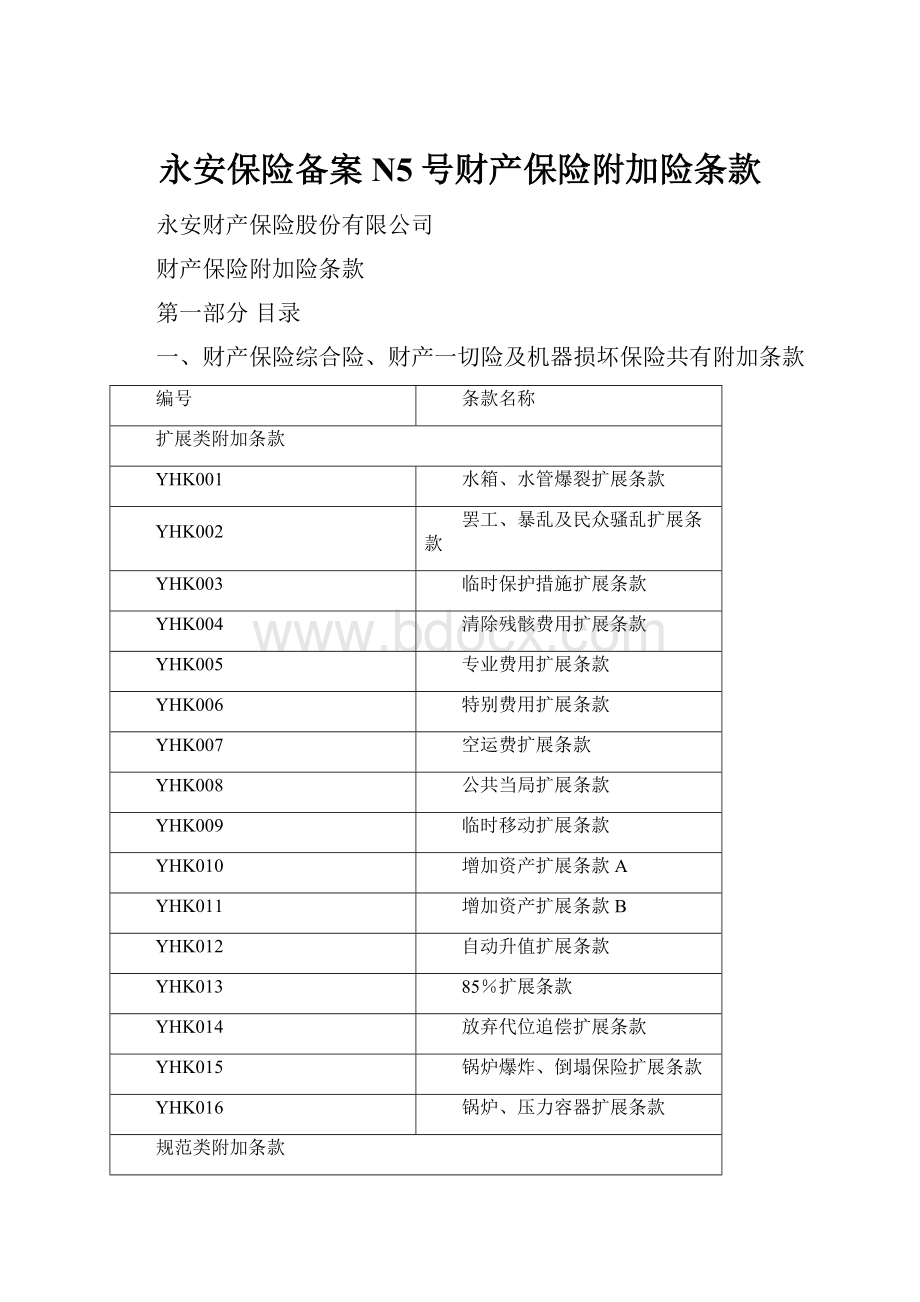 永安保险备案N5号财产保险附加险条款.docx_第1页