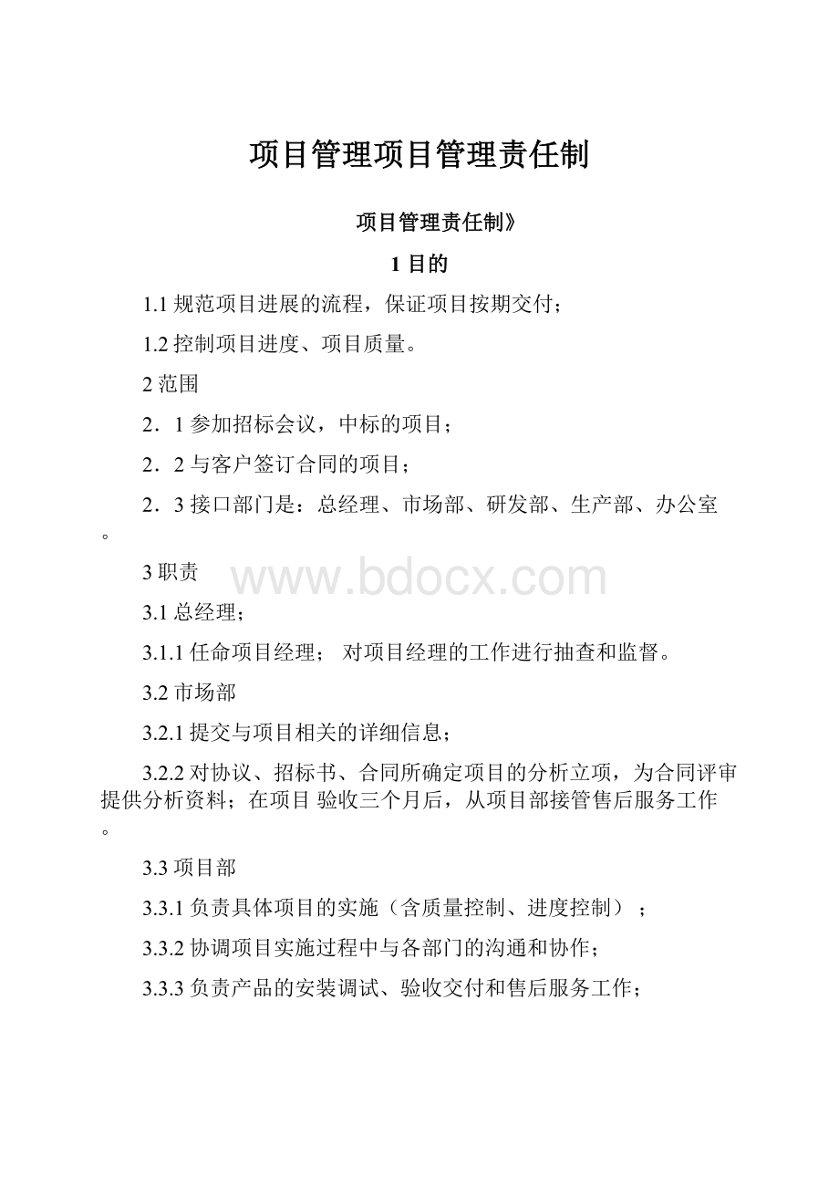 项目管理项目管理责任制.docx_第1页