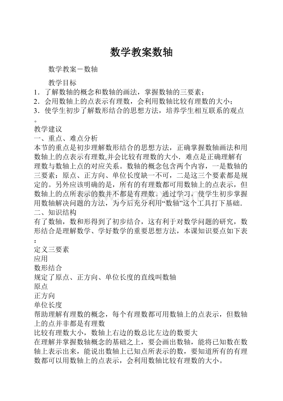 数学教案数轴.docx