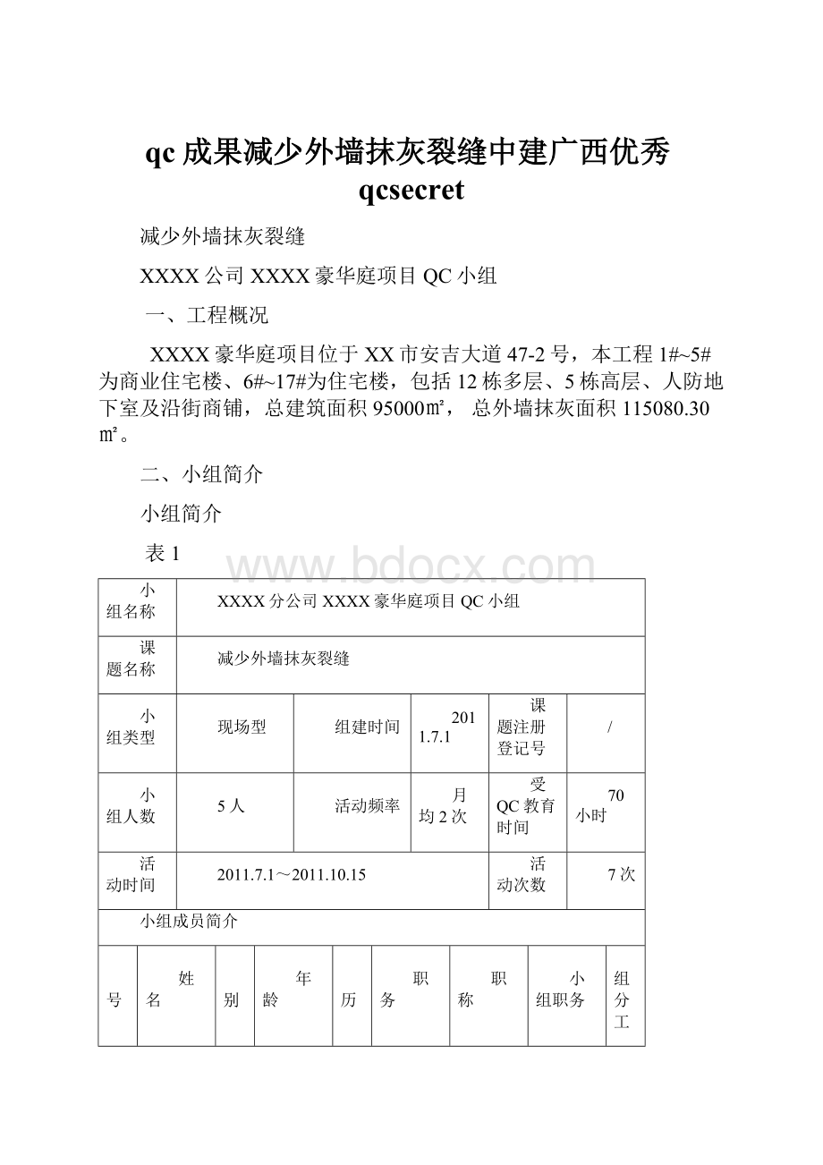 qc成果减少外墙抹灰裂缝中建广西优秀qcsecret.docx