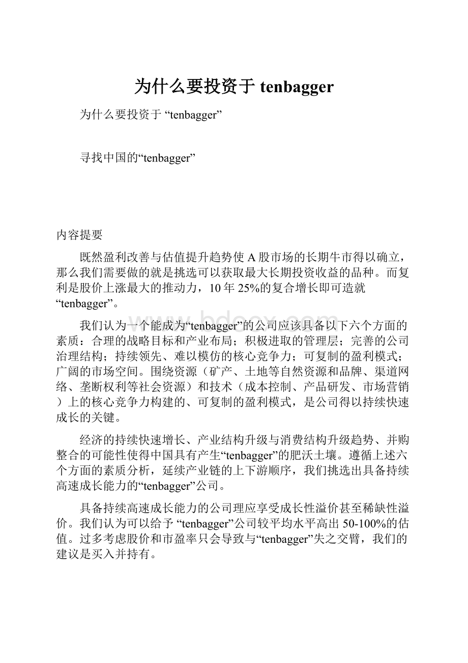 为什么要投资于 tenbagger.docx