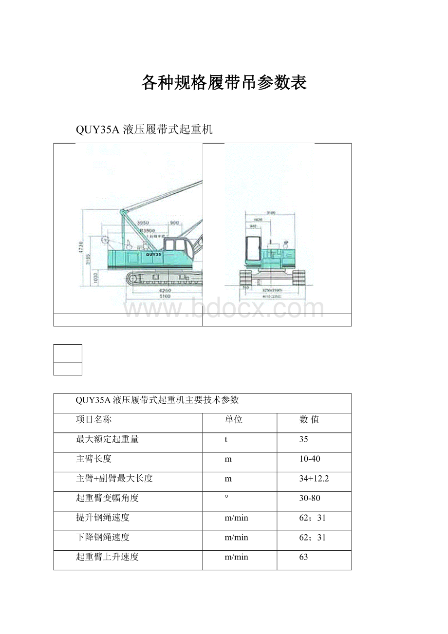 各种规格履带吊参数表.docx