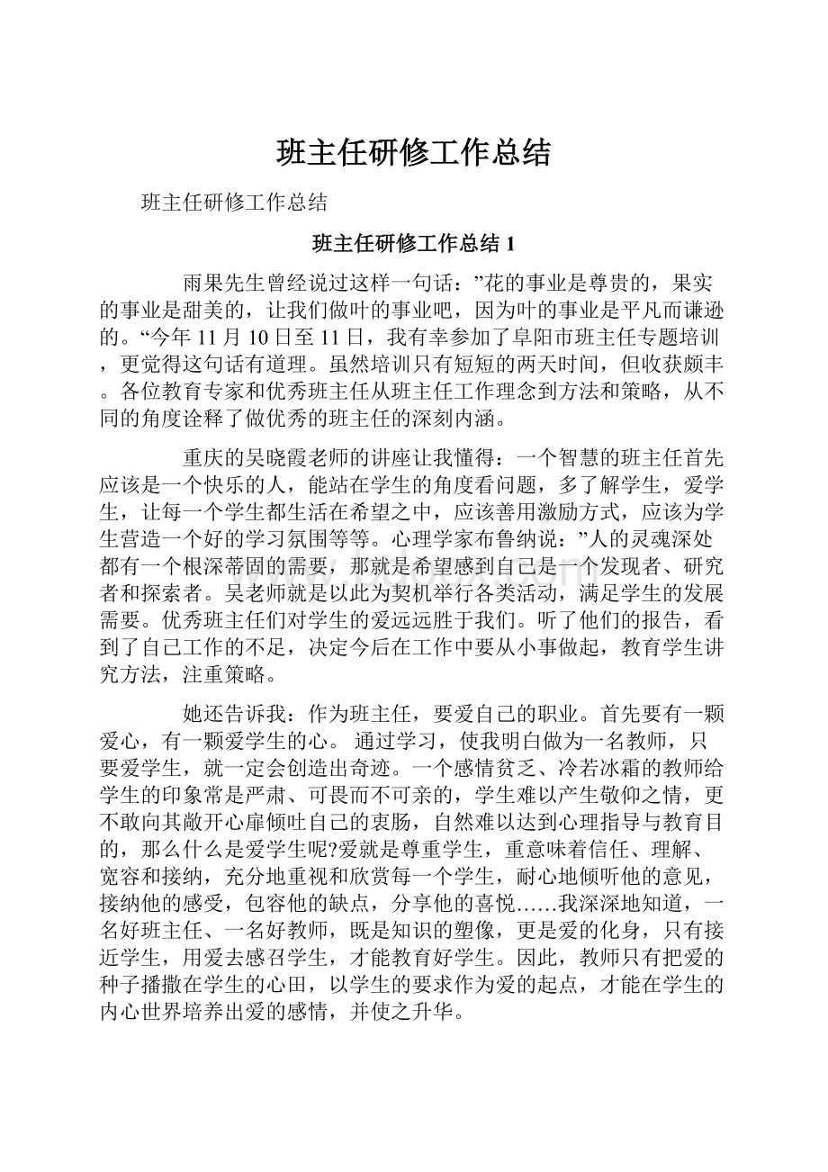 班主任研修工作总结.docx