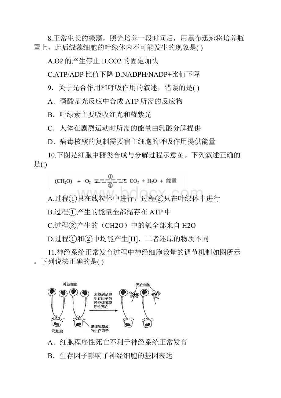 届浙江省温州八校高三返校联考生物试题及答案.docx_第3页