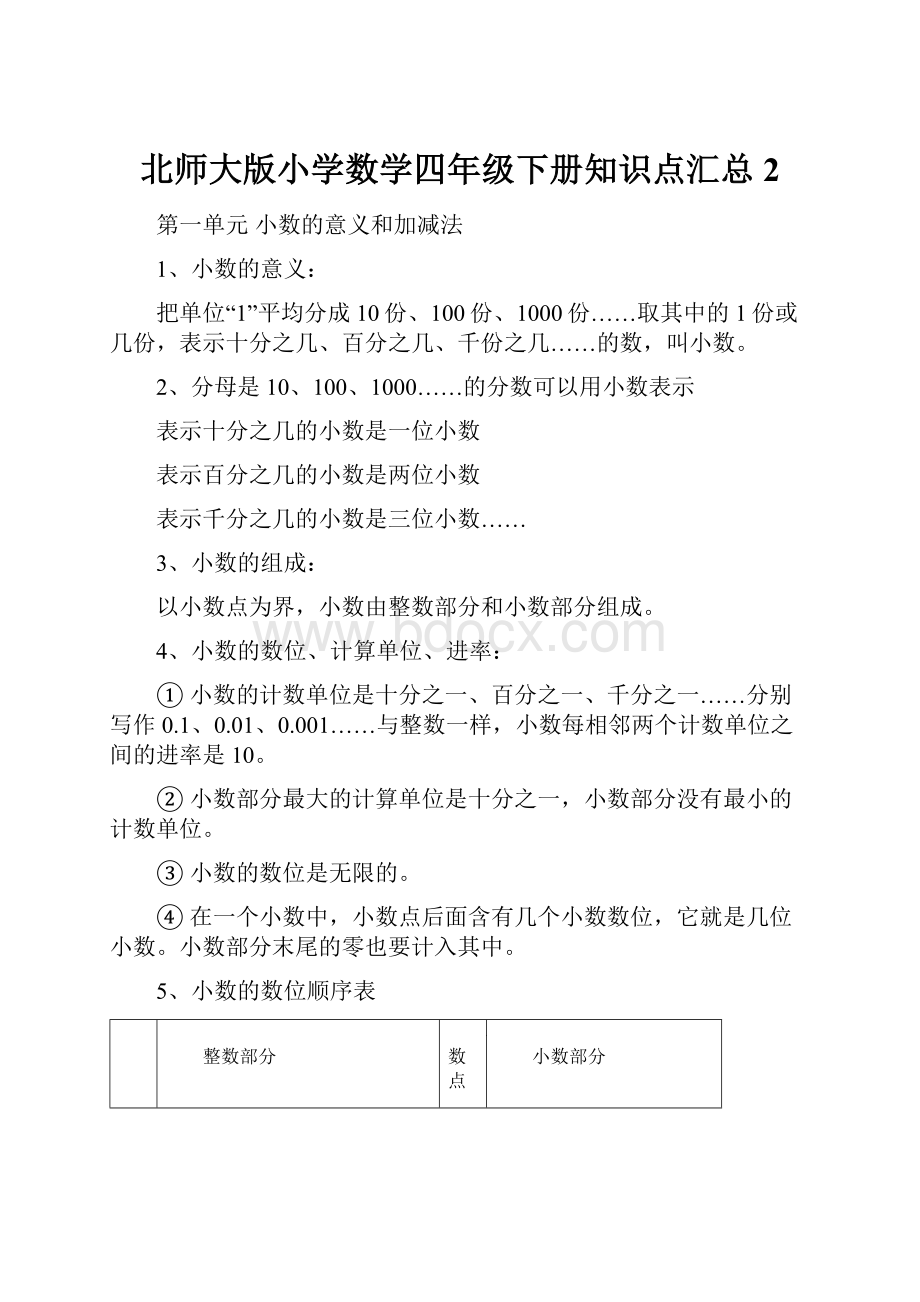 北师大版小学数学四年级下册知识点汇总 2.docx_第1页