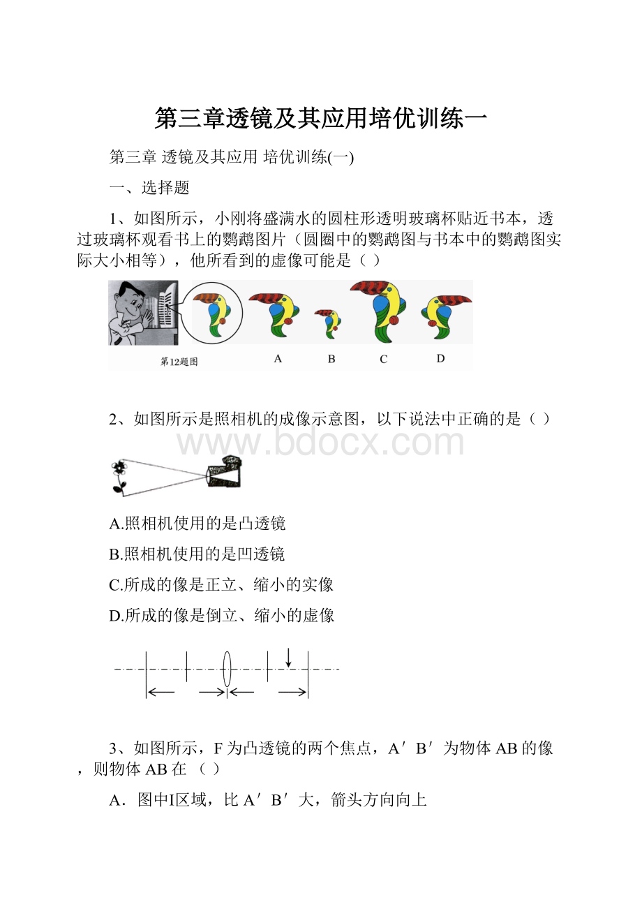 第三章透镜及其应用培优训练一.docx