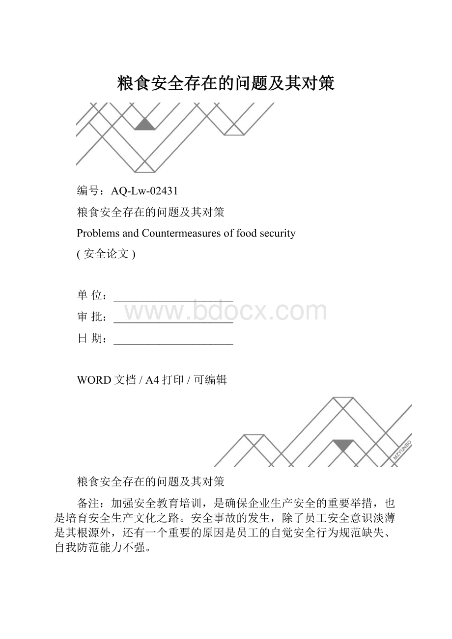 粮食安全存在的问题及其对策.docx