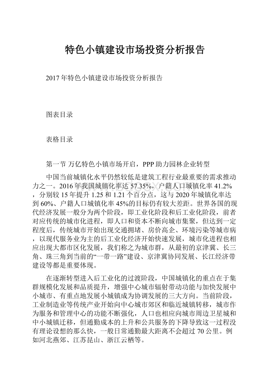 特色小镇建设市场投资分析报告.docx