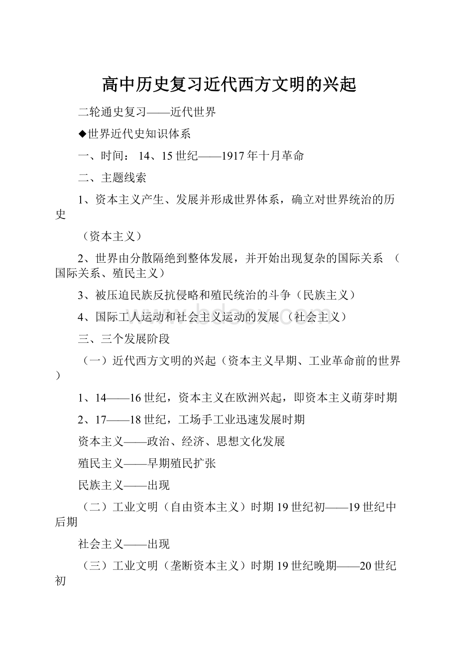 高中历史复习近代西方文明的兴起.docx