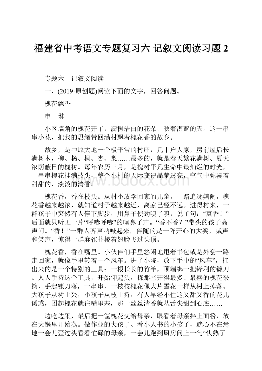 福建省中考语文专题复习六 记叙文阅读习题2.docx