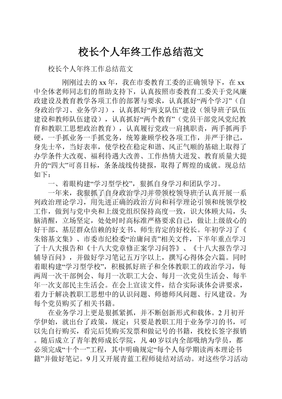 校长个人年终工作总结范文.docx_第1页