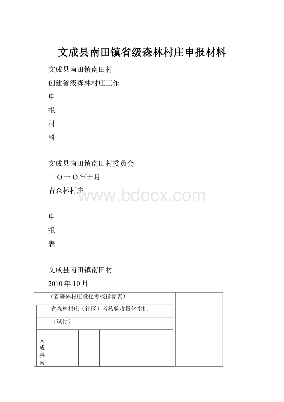 文成县南田镇省级森林村庄申报材料.docx