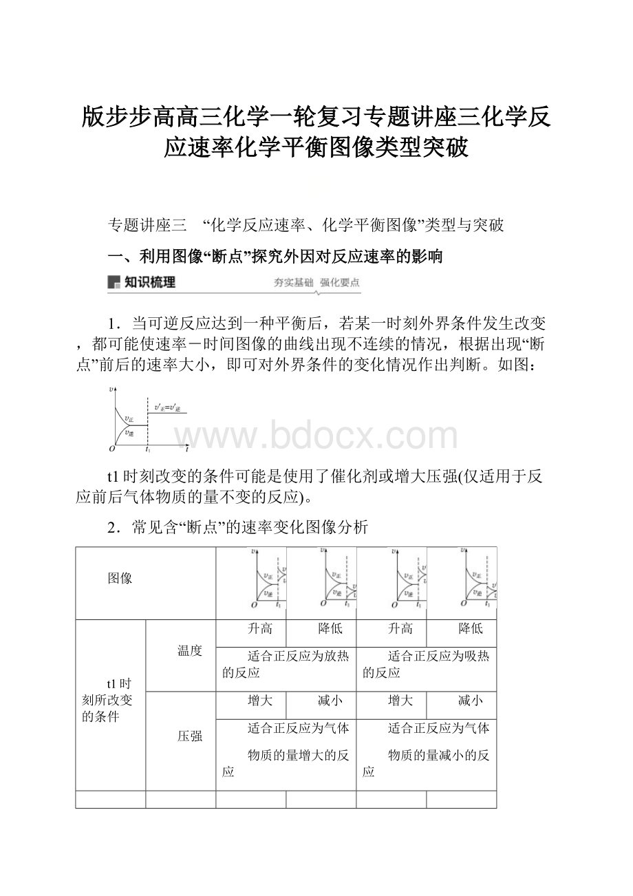 版步步高高三化学一轮复习专题讲座三化学反应速率化学平衡图像类型突破.docx