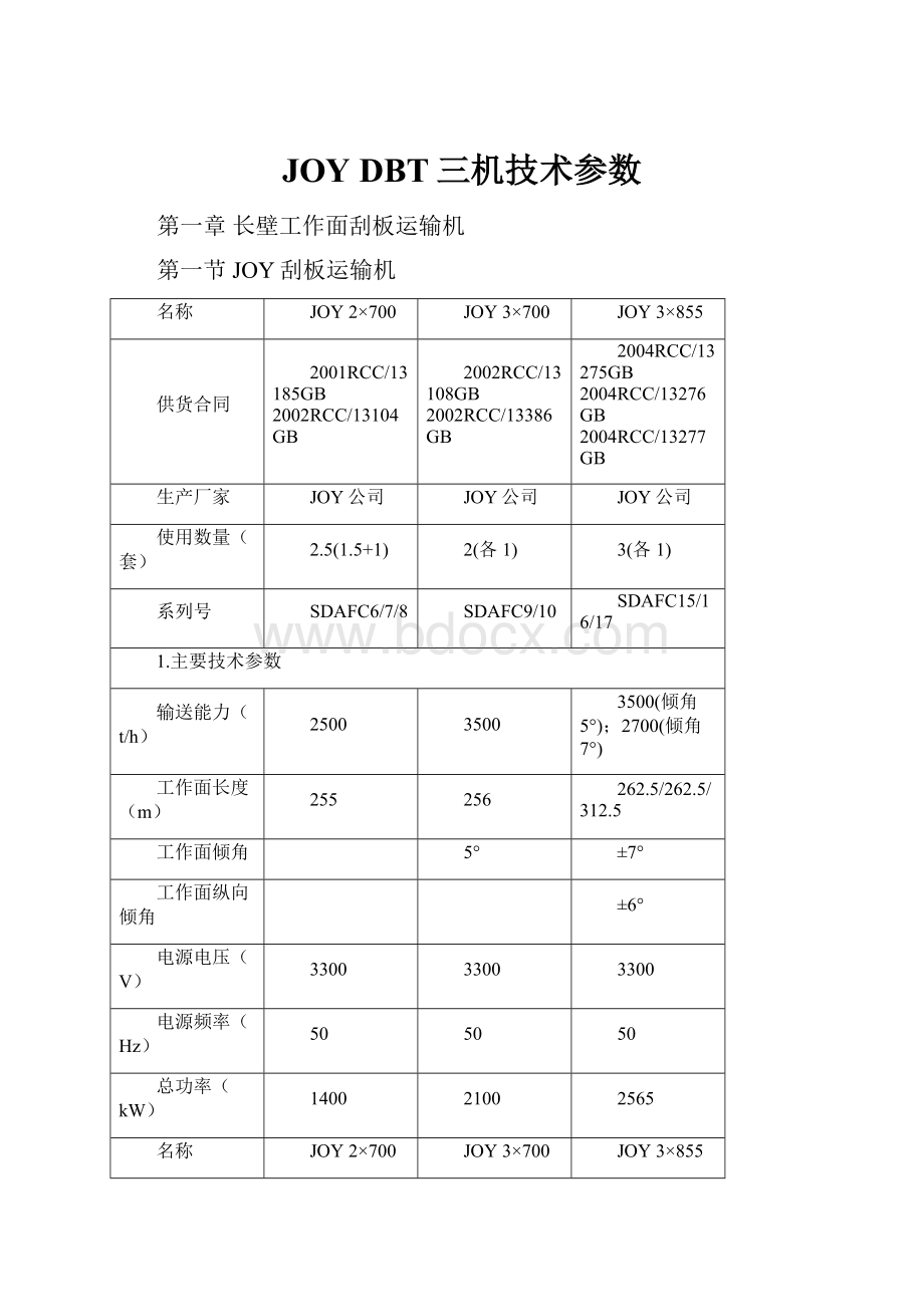 JOY DBT三机技术参数.docx_第1页