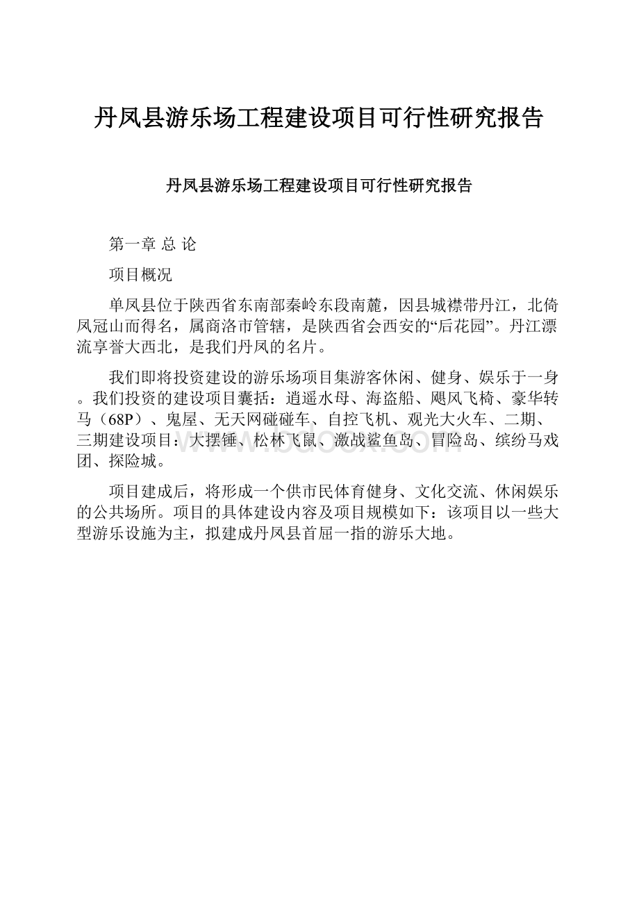 丹凤县游乐场工程建设项目可行性研究报告.docx
