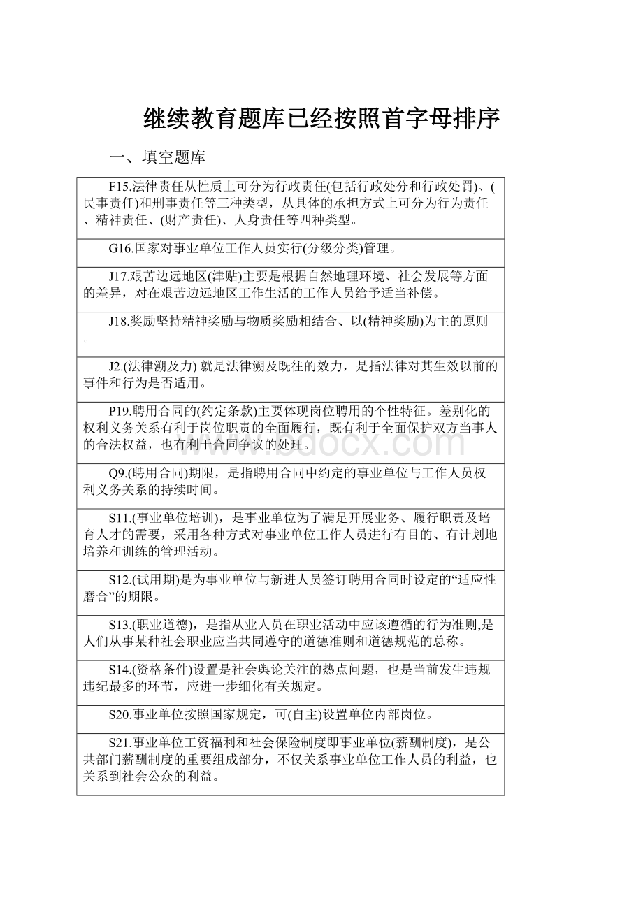 继续教育题库已经按照首字母排序.docx