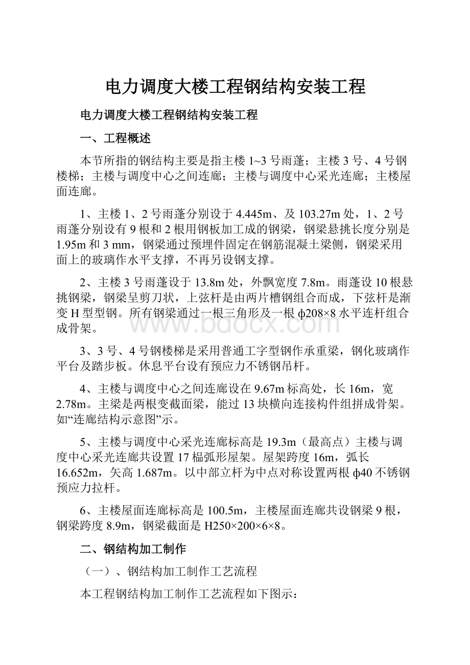 电力调度大楼工程钢结构安装工程.docx