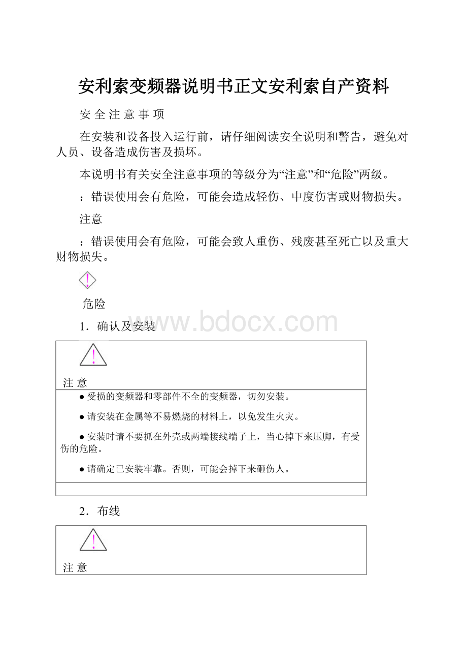 安利索变频器说明书正文安利索自产资料.docx