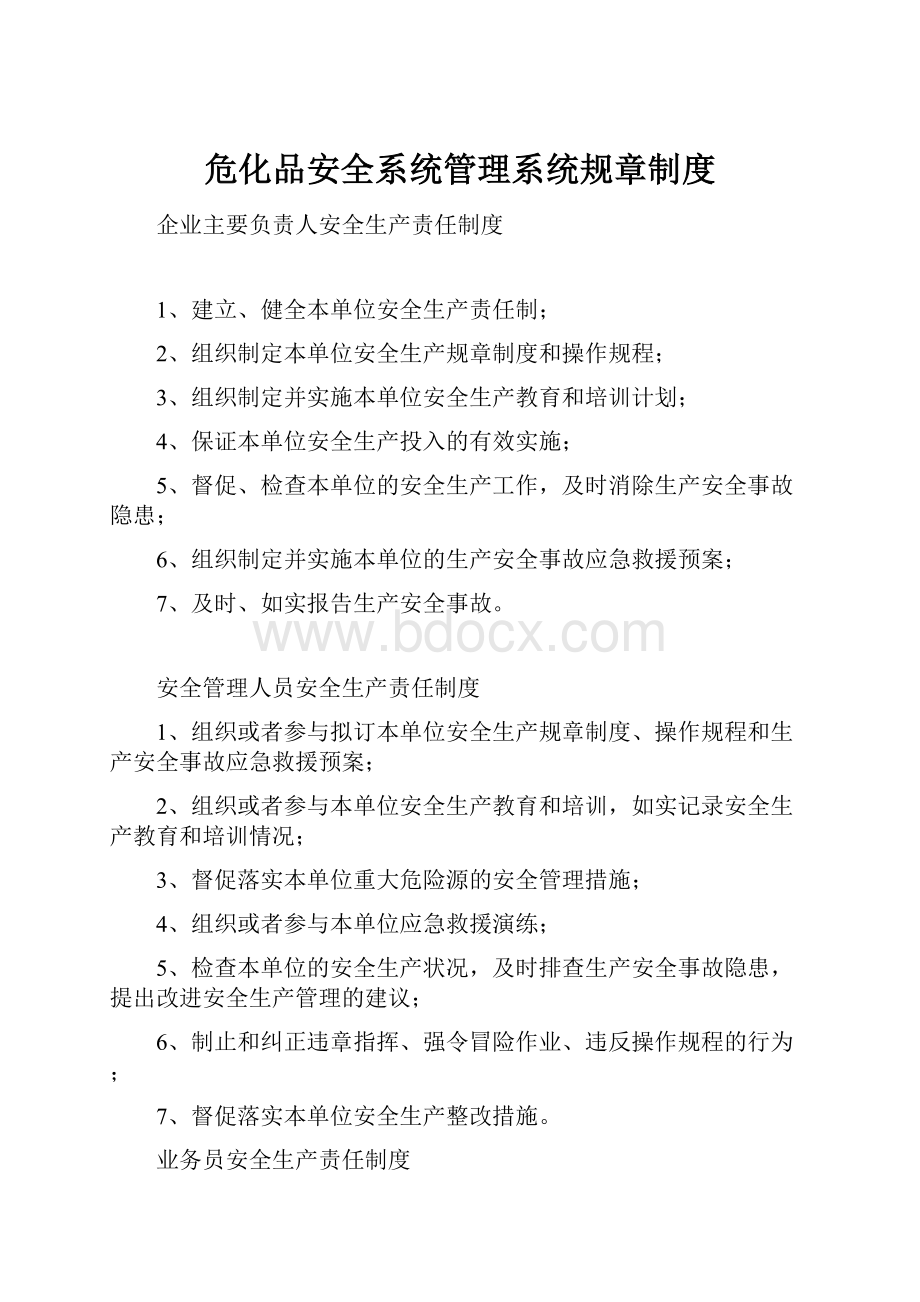 危化品安全系统管理系统规章制度.docx