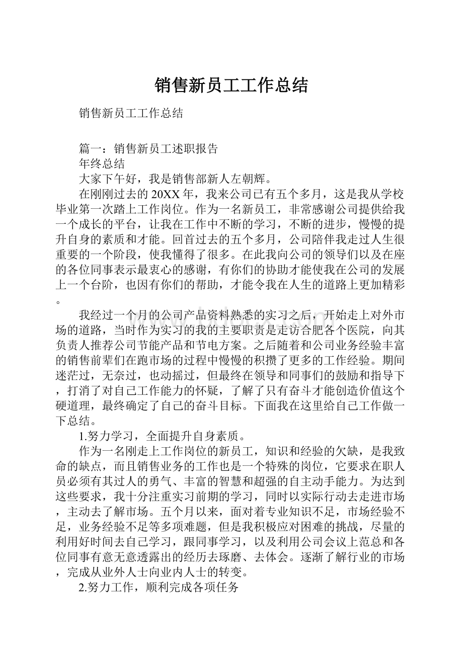 销售新员工工作总结.docx_第1页