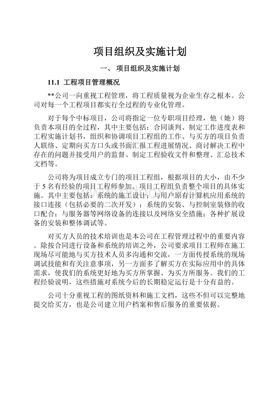 项目组织及实施计划.docx_第1页