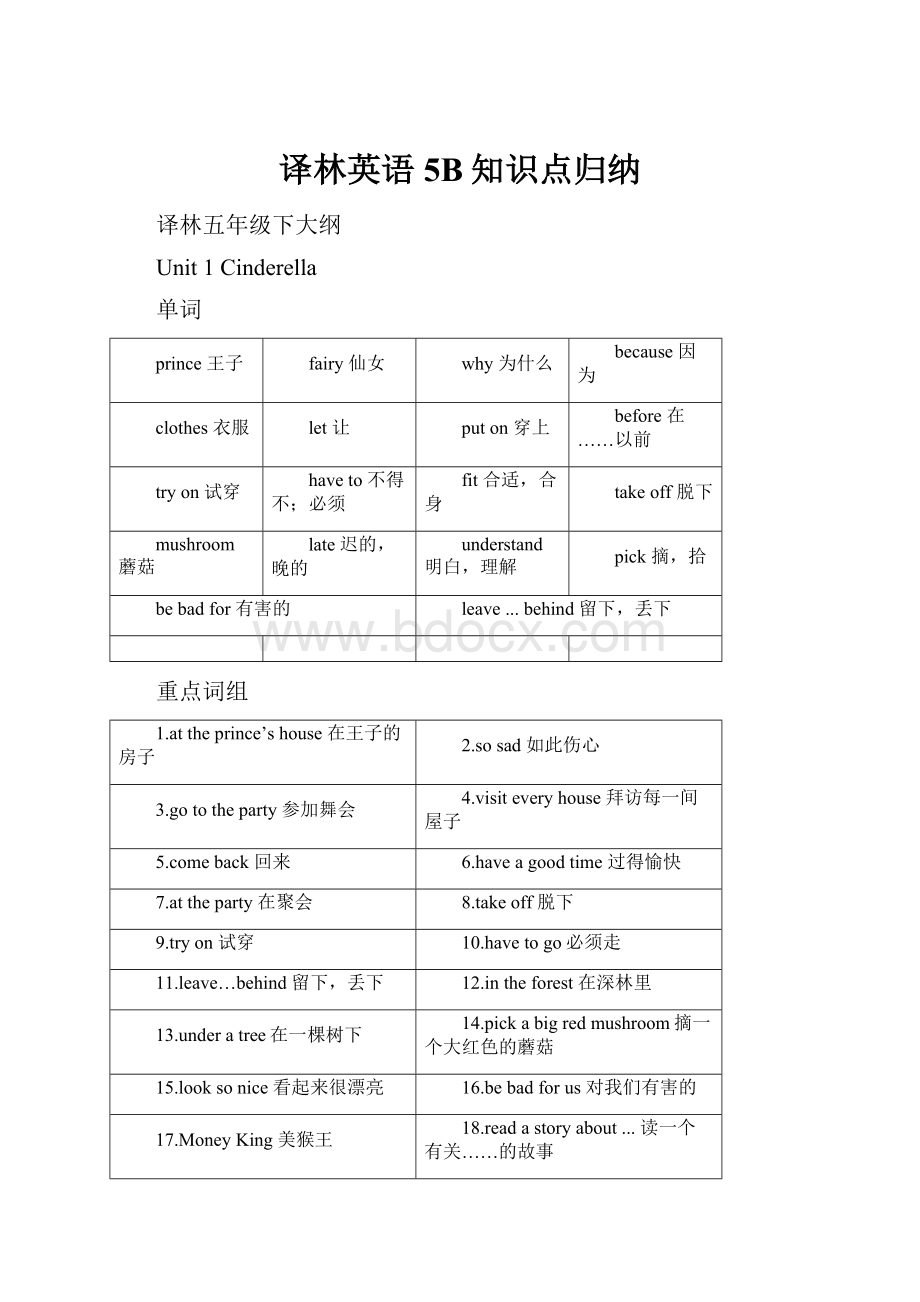 译林英语5B知识点归纳.docx