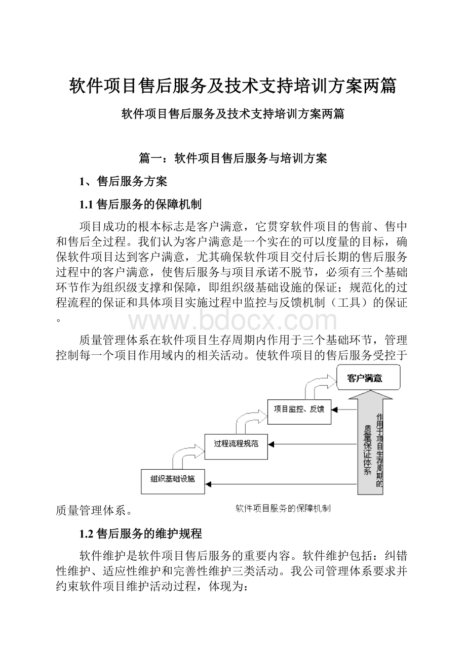 软件项目售后服务及技术支持培训方案两篇.docx_第1页