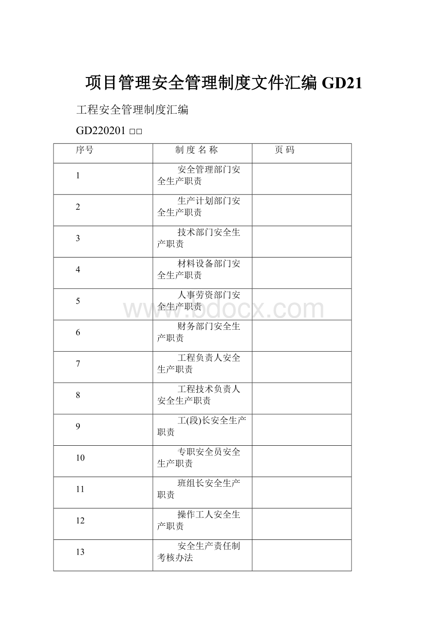 项目管理安全管理制度文件汇编GD21.docx