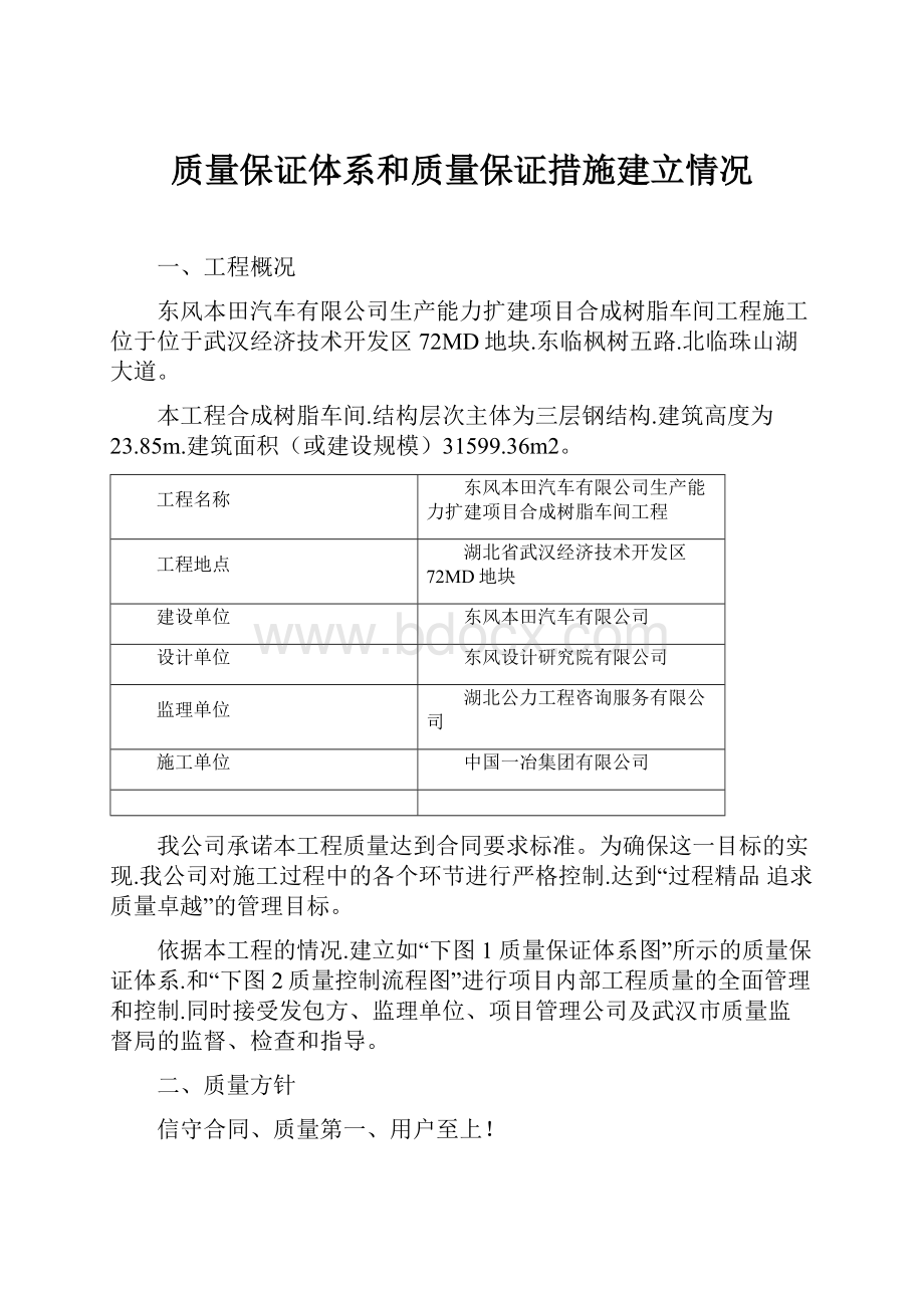 质量保证体系和质量保证措施建立情况.docx