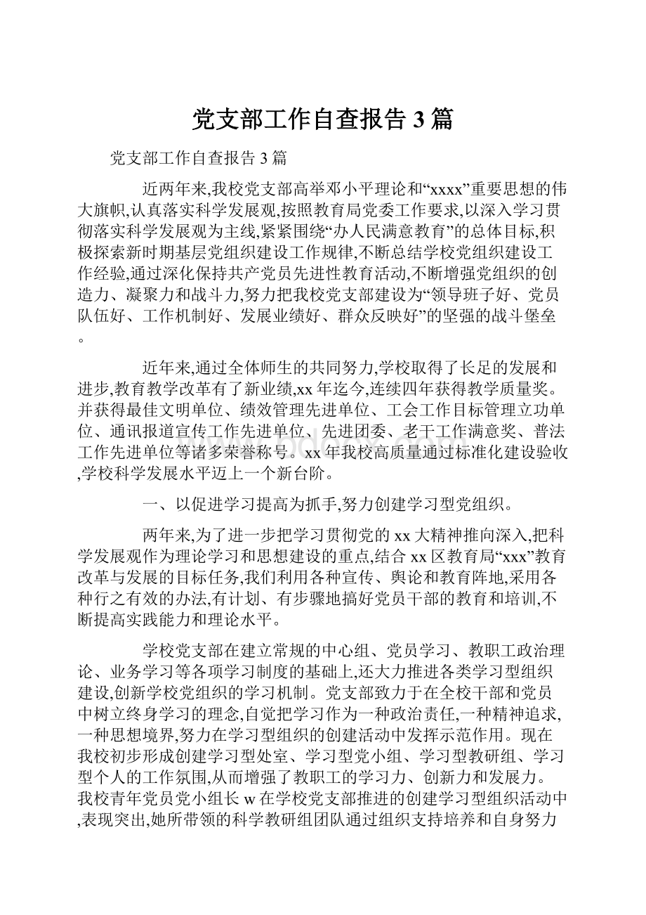 党支部工作自查报告3篇.docx