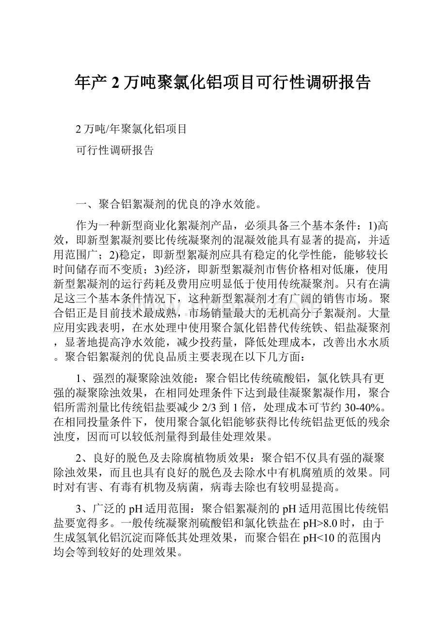 年产2万吨聚氯化铝项目可行性调研报告.docx