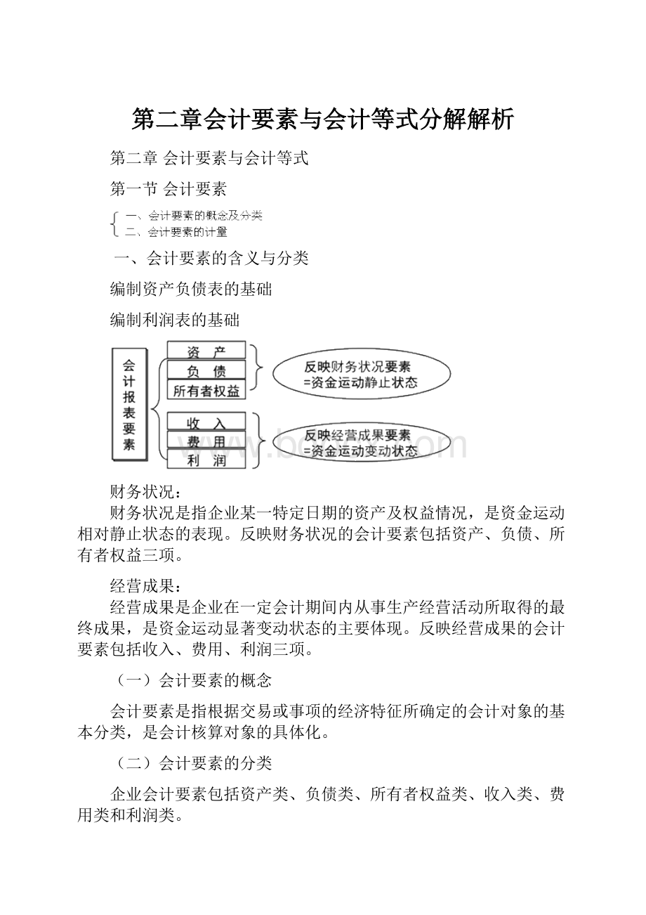 第二章会计要素与会计等式分解解析.docx