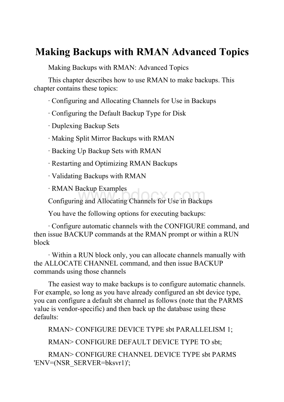 Making Backups with RMAN Advanced Topics.docx