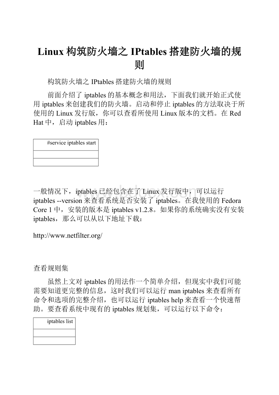 Linux构筑防火墙之IPtables搭建防火墙的规则.docx