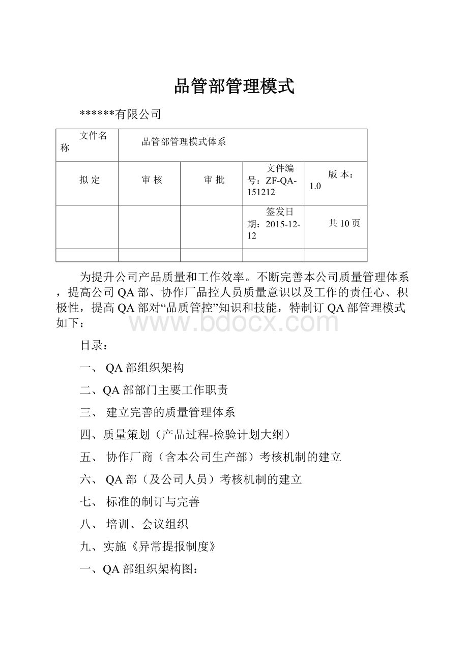 品管部管理模式.docx_第1页